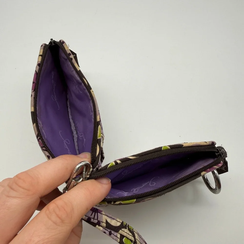 Vera Bradley Wristlet Wallet Brown Purple Floral Quilted Cotton